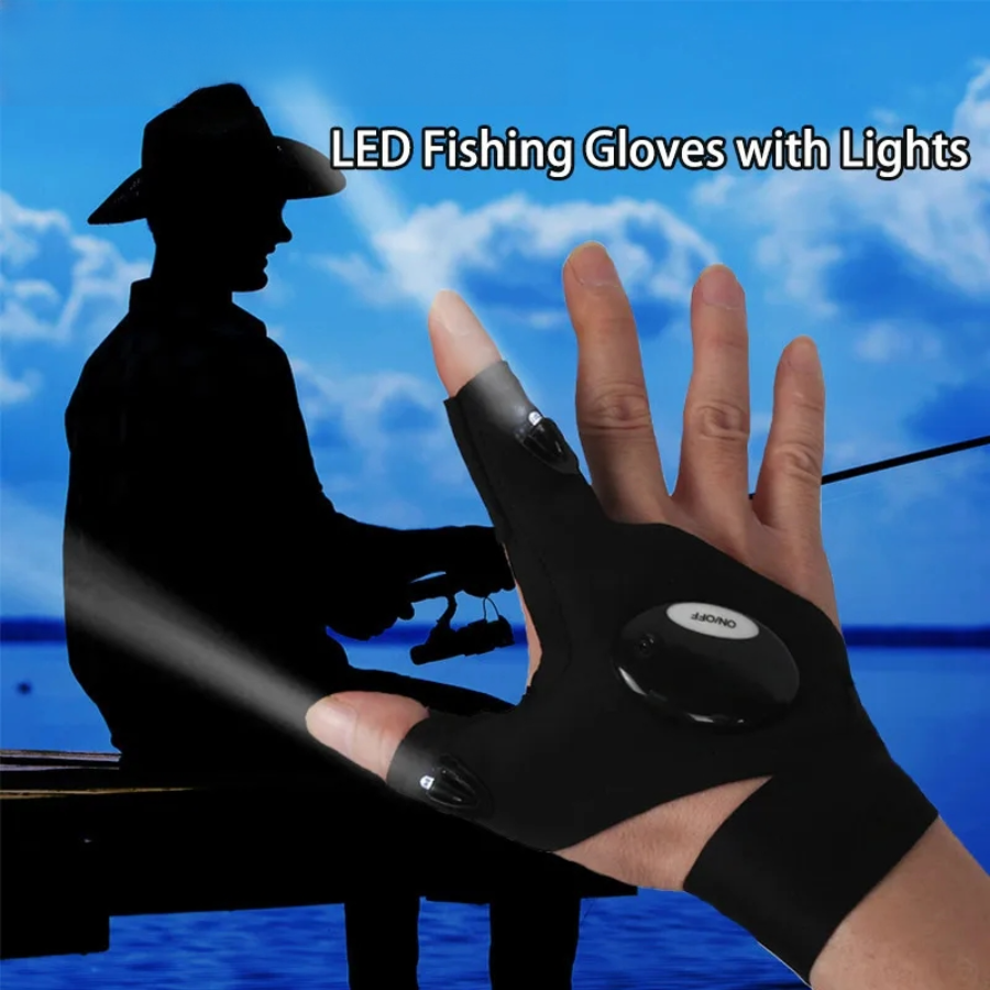 LED Half Finger Glove for Men  - Fishing Gloves ulasan dan harga
