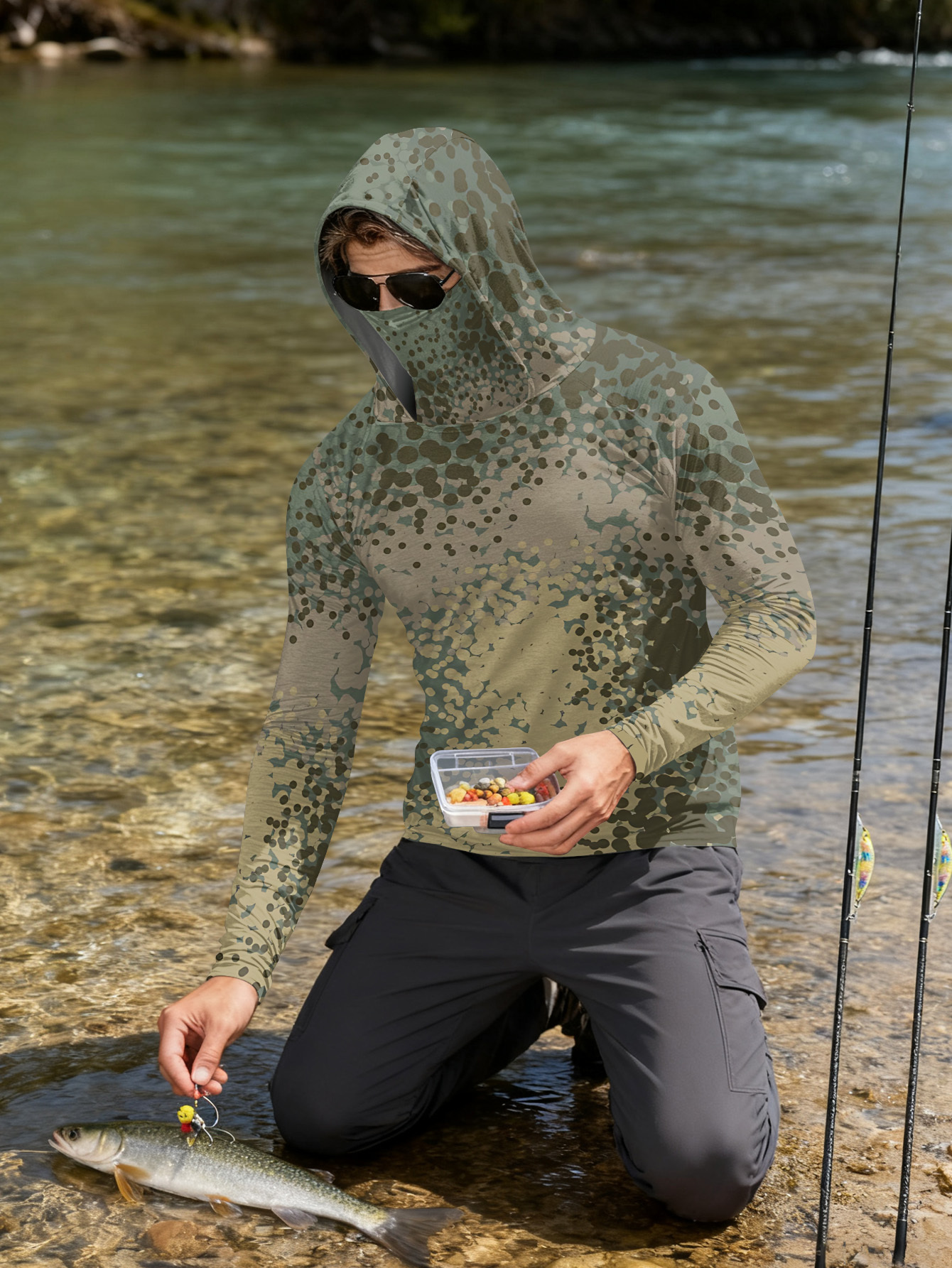 Men's Fishing Hooded Long-Slee - Fishing Shirt Uv Protection ulasan dan harga