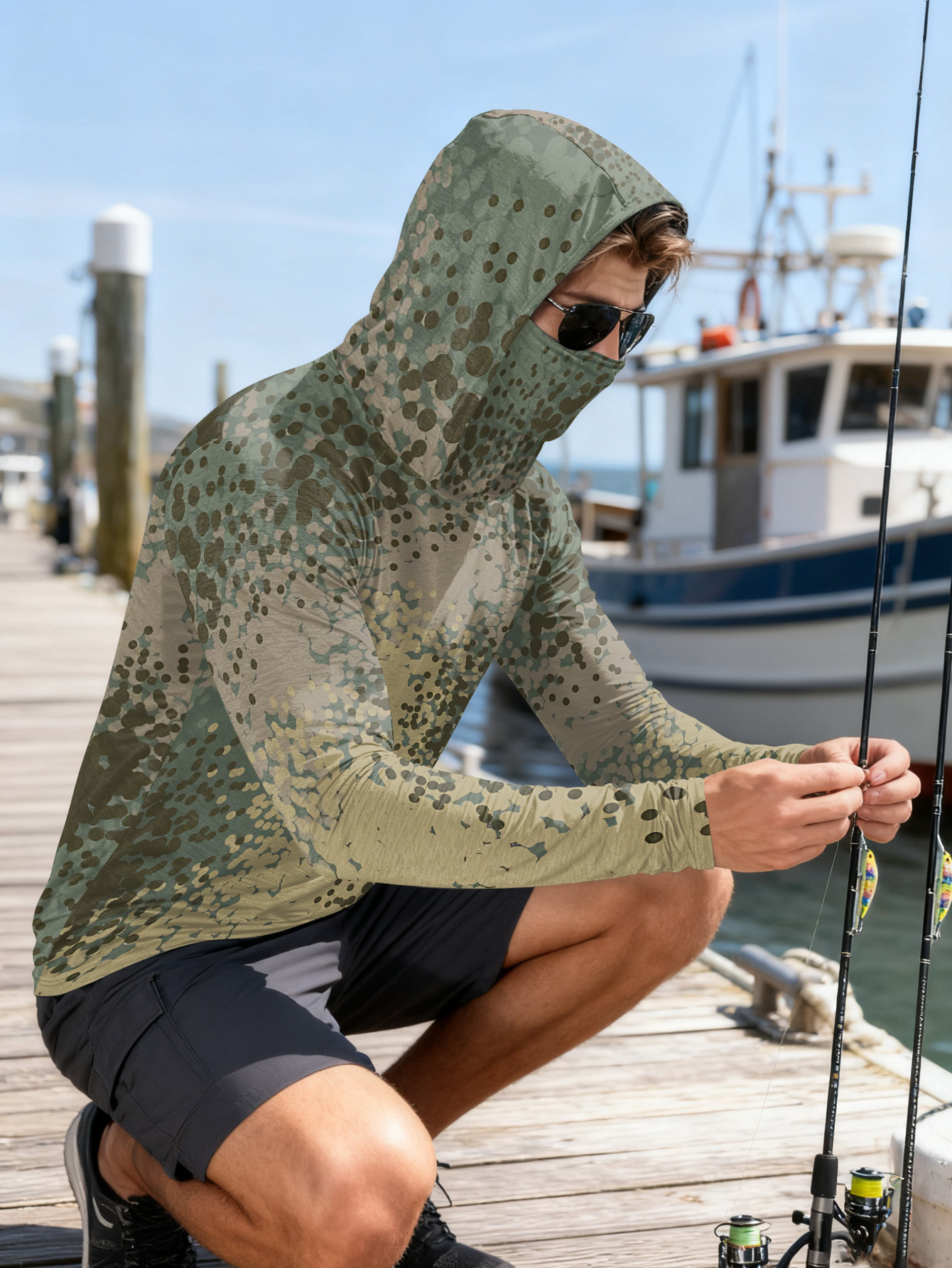 Men's Fishing Hooded Long-Slee - Fishing Shirt Uv Protection ulasan dan harga