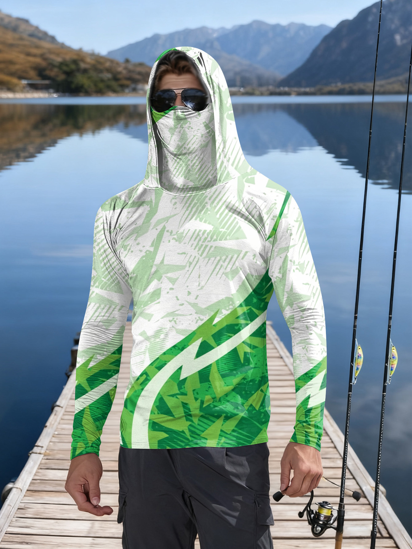 Men's Fishing Hooded Long-Slee - Fishing Shirt Uv Protection ulasan dan harga