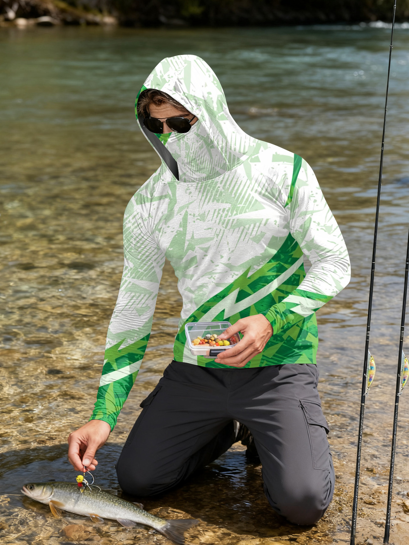 Men's Fishing Hooded Long-Slee - Fishing Shirt Uv Protection ulasan dan harga