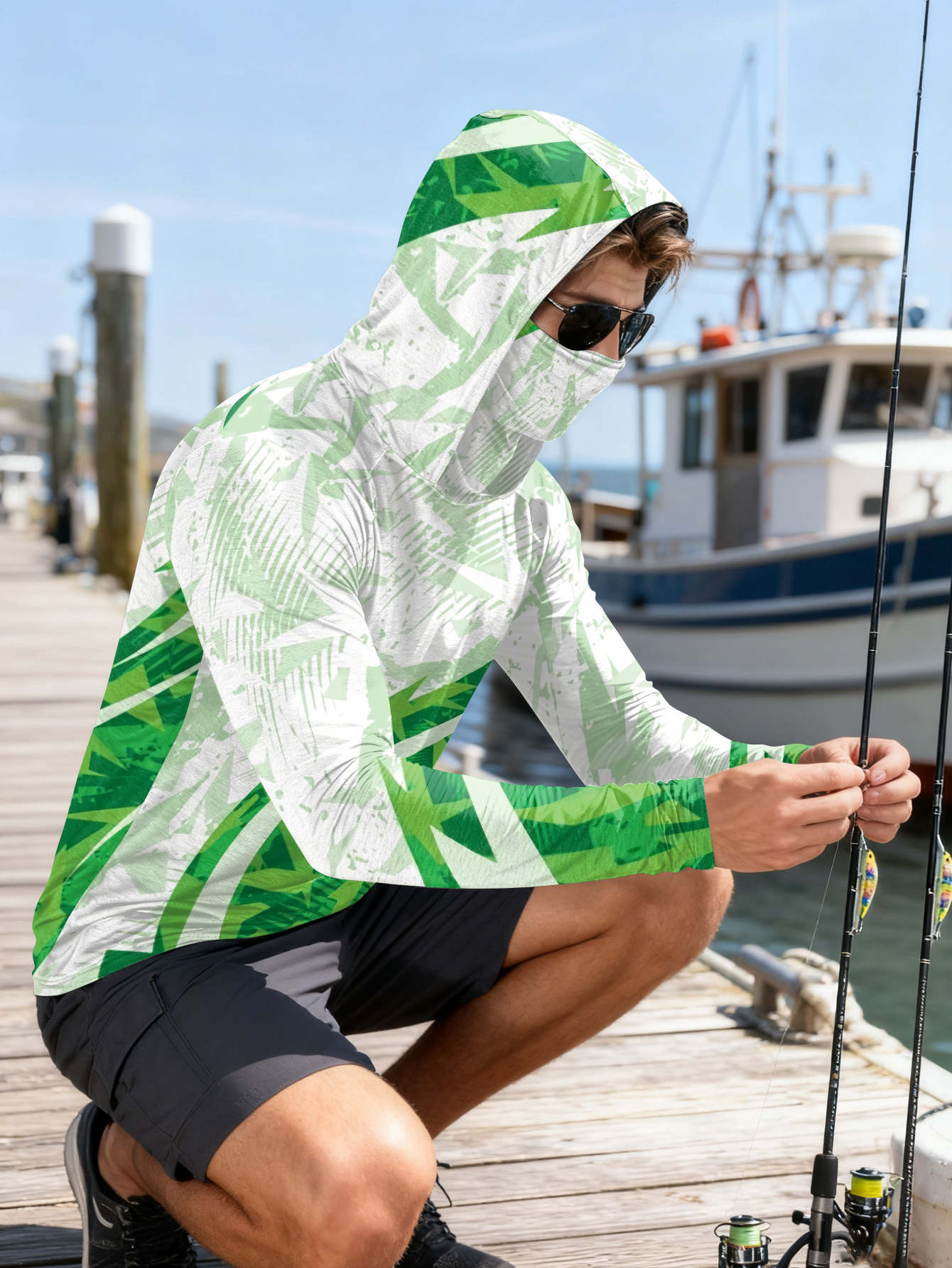 Men's Fishing Hooded Long-Slee - Fishing Shirt Uv Protection ulasan dan harga