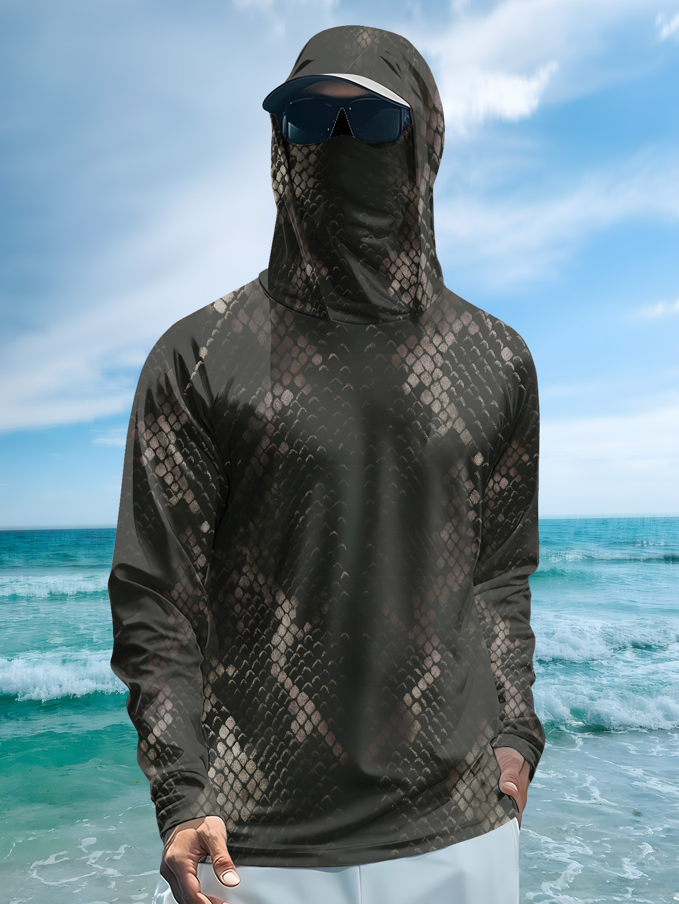 Men's Fishing Hooded Long-Slee - Fishing Shirt Uv Protection ulasan dan harga