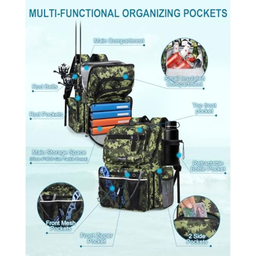Fishing Backpack with Rod Hold - Fishing Backpack ulasan dan harga